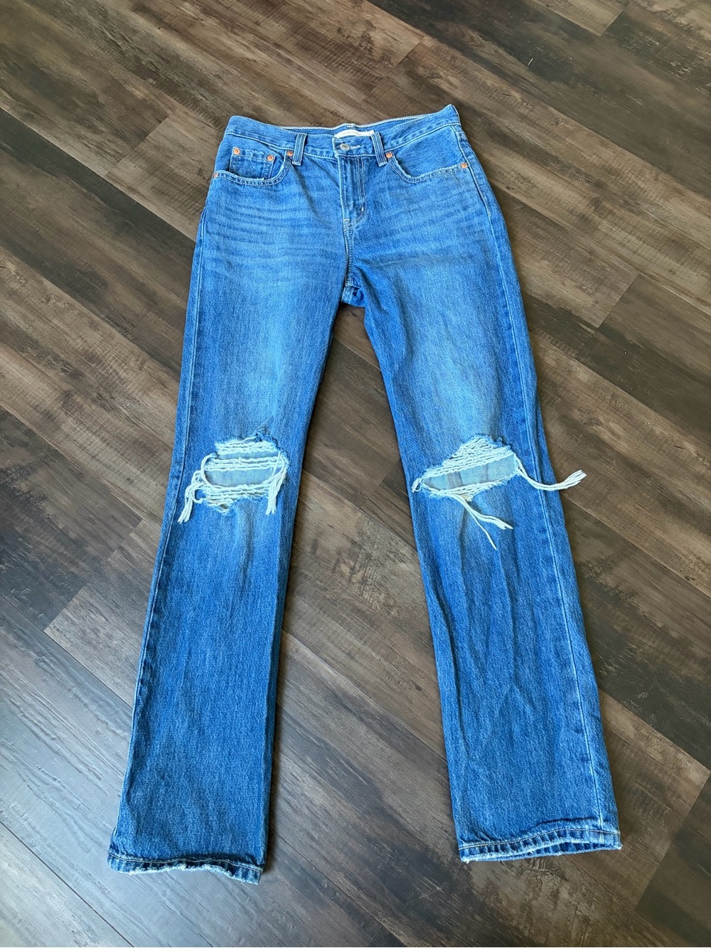 Levi’s Mid-Rise Straight Leg Distressed Blue Women's Jeans size 25 100% cotton